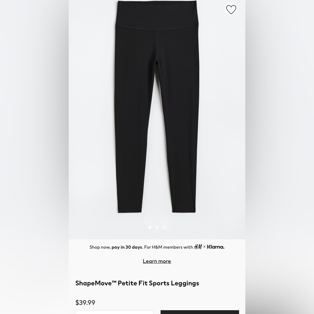 H&M ShapeMove Petite Fit Sports Legging